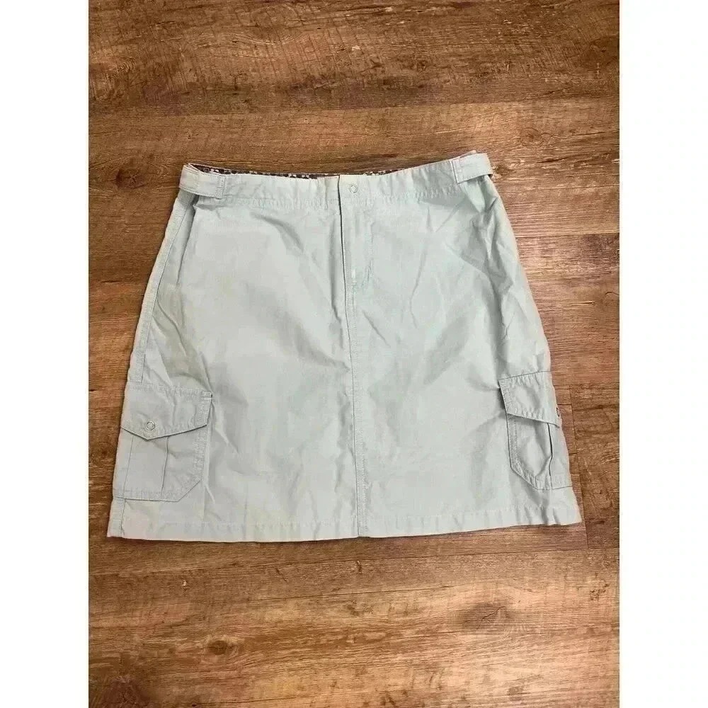 Horny Toad Cargo Skirt Women's 6 Light Blue Pull On Adjustable Midi Hiking